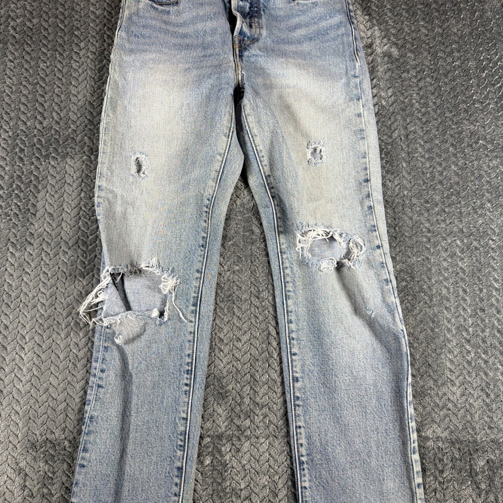Levi's Jeans Women 24 Straight Distressed Light Wash 100%‎ Cotton Denim